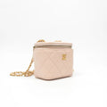 Chanel pink quilted leather vanity case