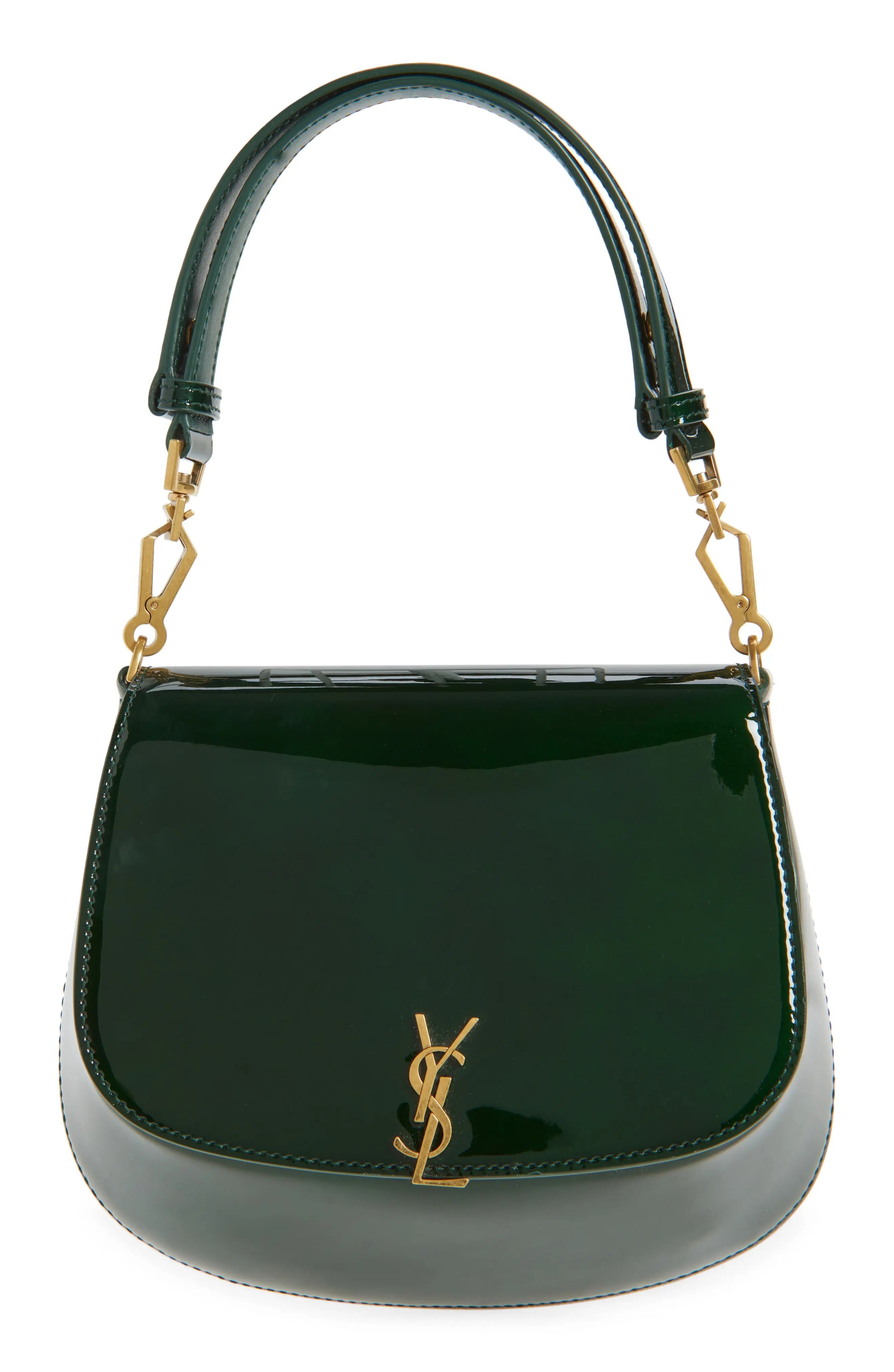 Saint Laurent Mini Voltaire Bag glossy dark green