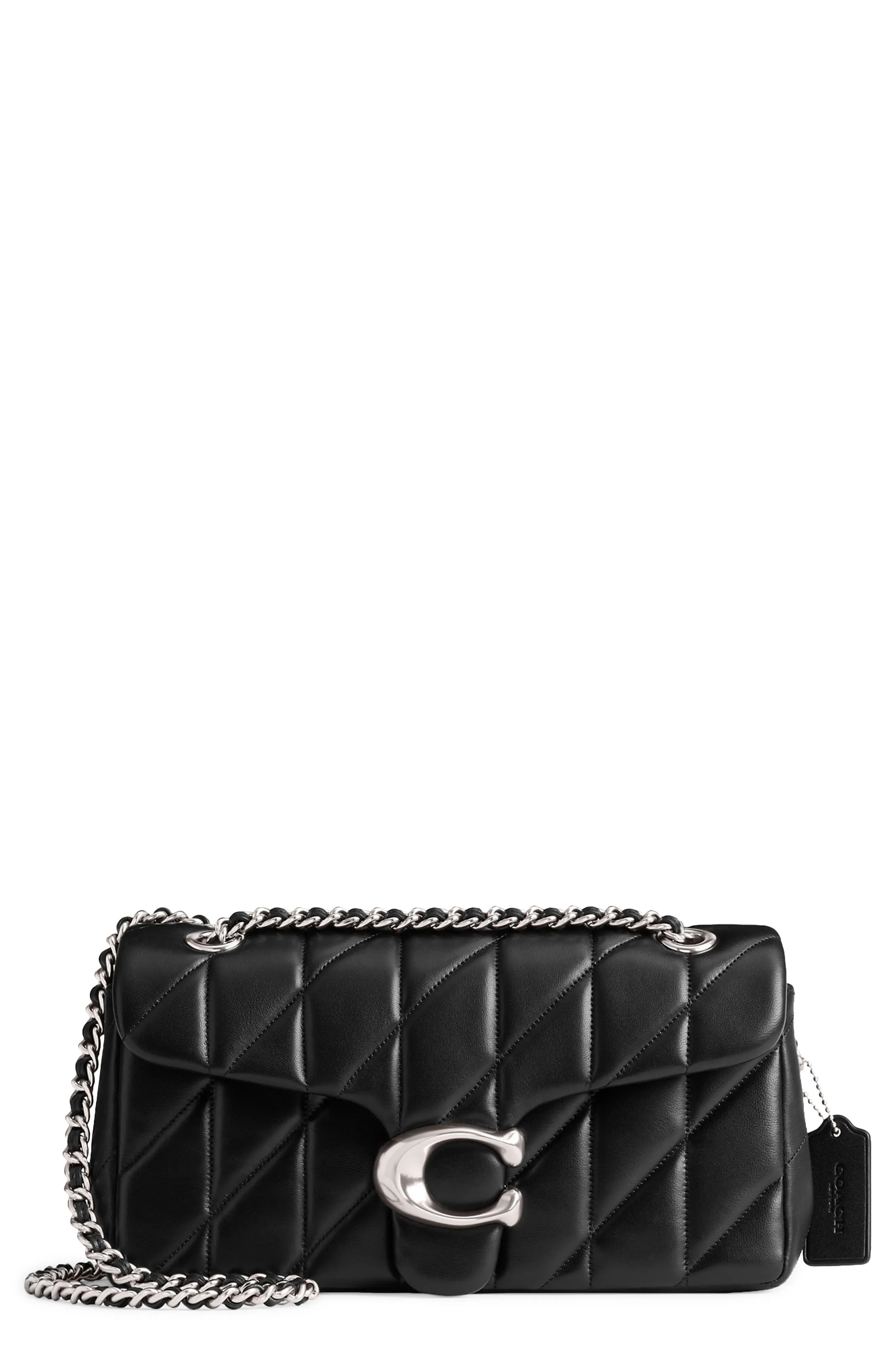 Coach Quilted Tabby shoulder bag Black With Silver Chain