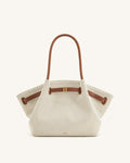 JW PEI Hana Faux Suede Tote Bag in Brown Canvas