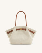 JW PEI Hana Faux Suede Tote Bag in Brown Canvas