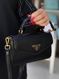 Prada Triangle Flap Leather Shoulder Bag Black
