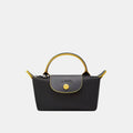 Longchamp Le Pliage Yellow Pouch With Handle (Black)